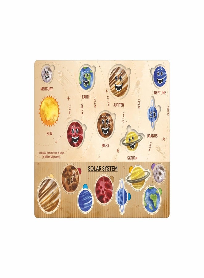 CRAFTICK Wooden Solar System Education Puzzles Fun Pre-School Toys|Educational Board for Kids Set of 1 Multicolor (Solar System) | Return Gifts for Girls and Boys - Image 1